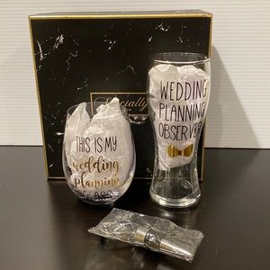 Wine and Beer Glass with Heart Wine Stopper New in Box